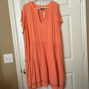 Coral Midi Tiered Dress